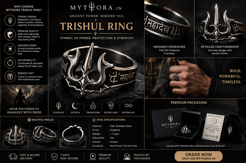 Trishul Ring for Men & Women | Mahadev Shiva Ring | 316L Stainless Steel | Mythora.in